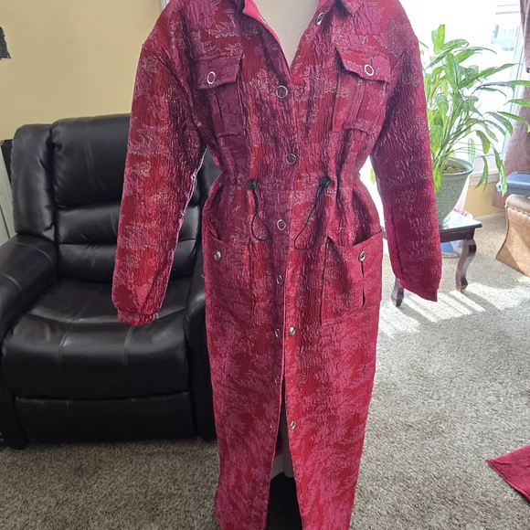 AKIRA Red Long Puffer Coat - Picture 1 of 4